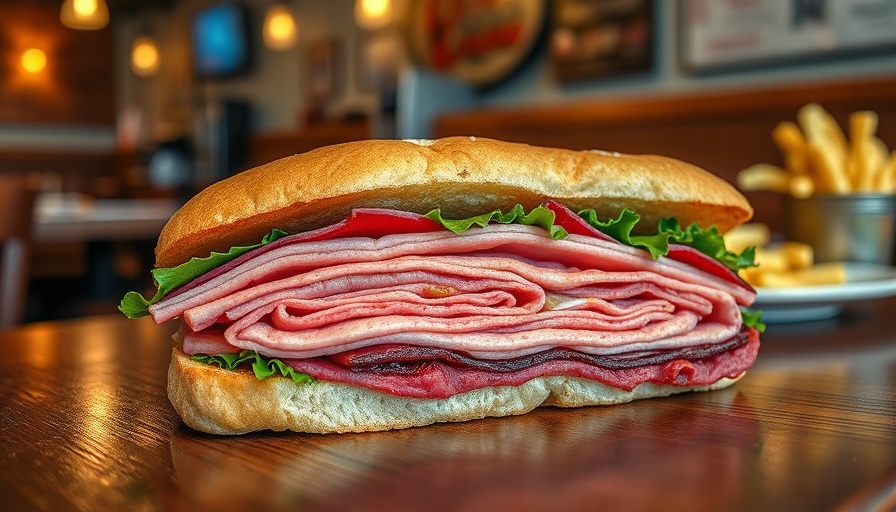 Appetizing Reuben sandwich on a table in Georgia restaurant.