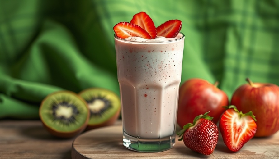 Vibrant strawberry yogurt smoothie with fruit accents, trending in viral food trends.