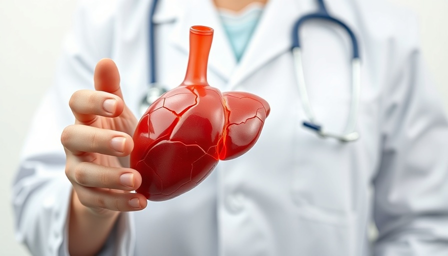 Geographic disparities in liver transplant system highlighted by a doctor holding a 3D liver model.