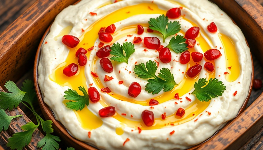 Cottage cheese dip garnished with herbs and seeds for protein boost.