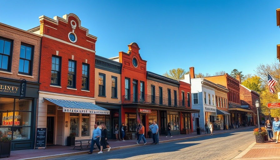 Charming street in Senoia Georgia with historic buildings.