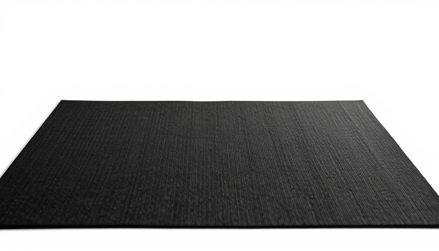 Black mat with turquoise accents for relaxation.