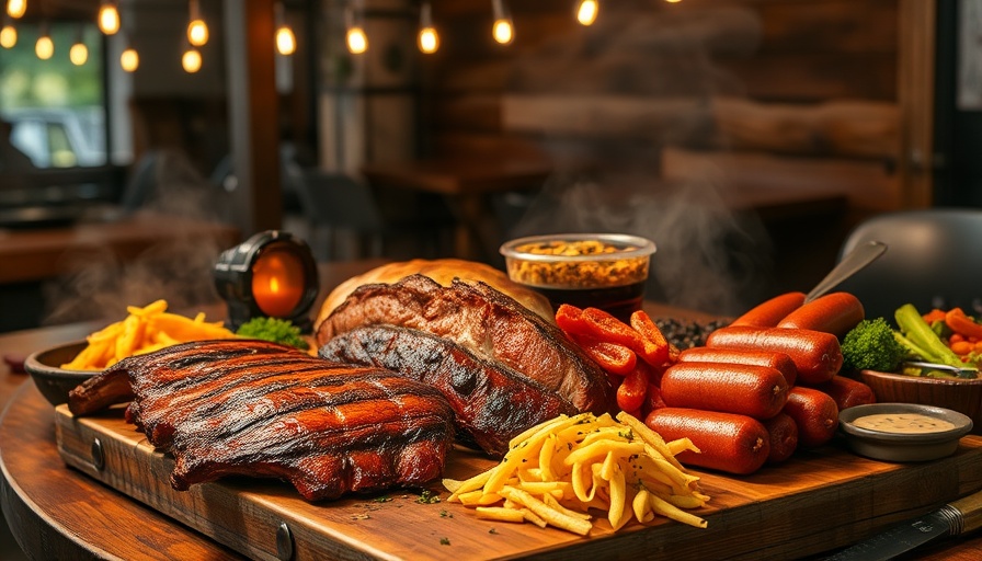 Legendary Barbecue in South Carolina: A sumptuous feast showcasing grilled meats and sides.