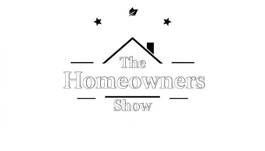 Monochrome logo of The Homeowners Show with decorative elements.