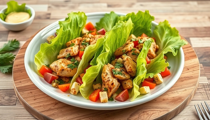 Vibrant sheet pan chicken shawarma lettuce bundles with creamy dip.