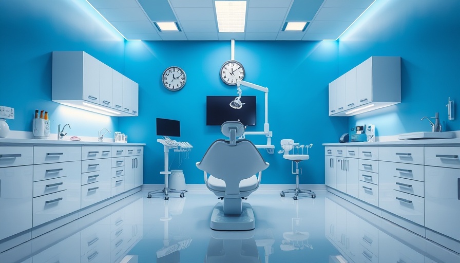 Modern NHS dental office with sleek dental chair, highlighting crisis.