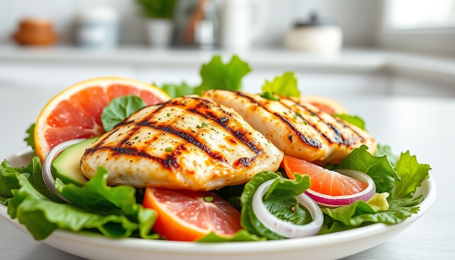Delicious spring salad with grilled chicken - spring dinner ideas.