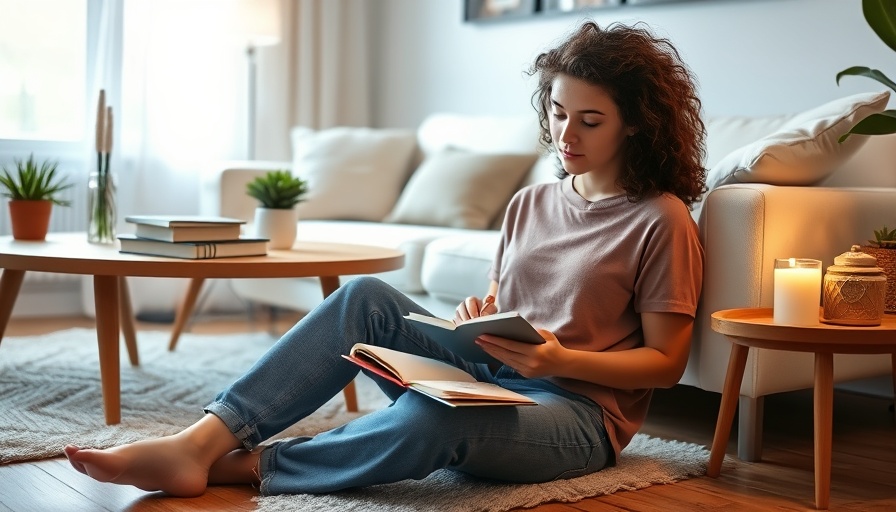 Relaxed woman writing in cozy living room, things to do at night instead of Netflix.