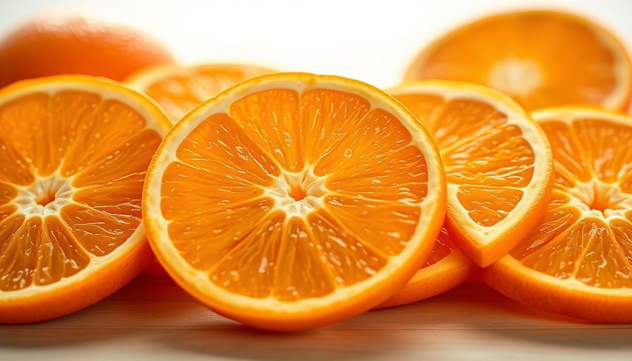 Fresh orange slices on wooden surface, representing nutrition's role in immune health.