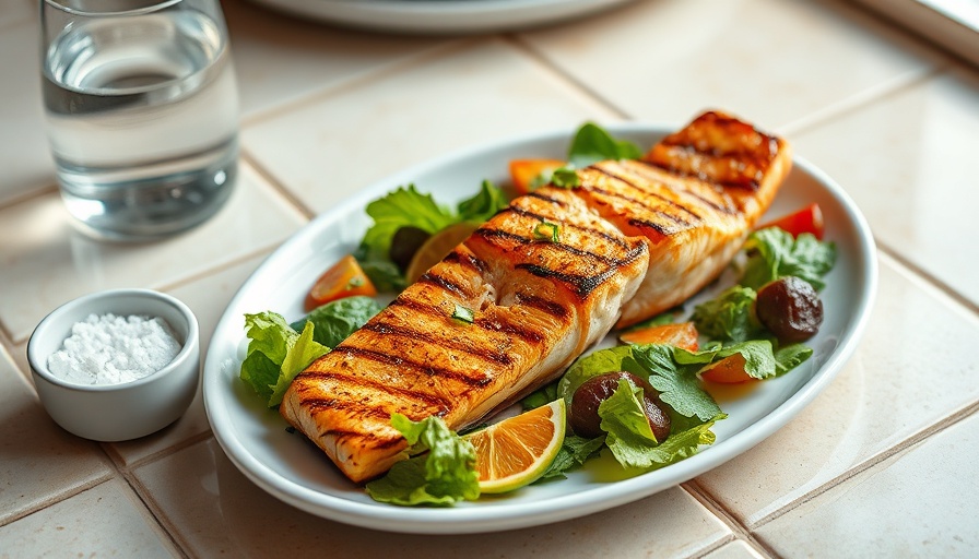 Clear skin diet plan meal showing a healthy grilled salmon salad.