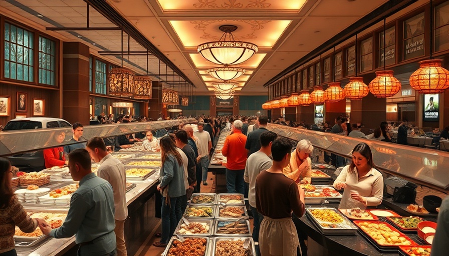 Lively buffet scene at All-You-Can-Eat Restaurant in North Carolina.