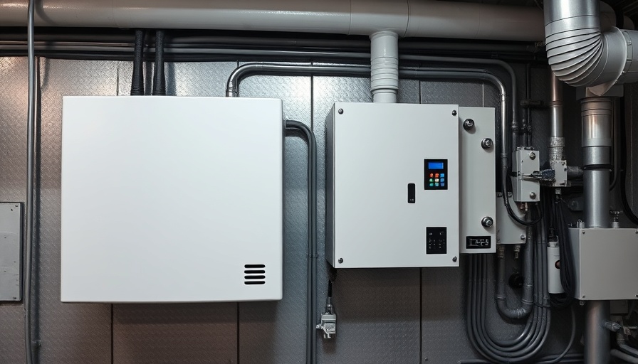 Off-Grid Solar PV Systems inverter with wiring on metal wall.