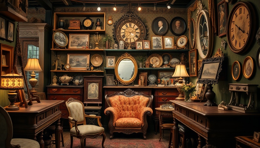 Display of rare vintage treasures in a Georgia antique shop.