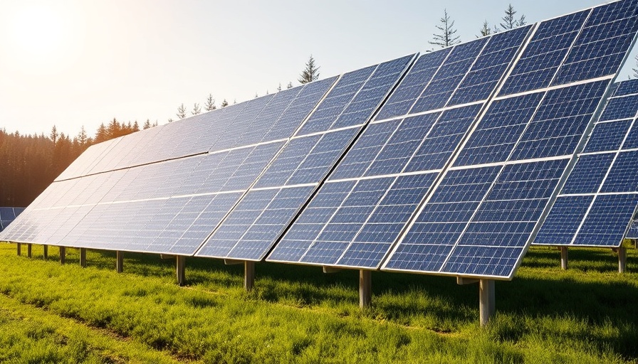 Shade impacts solar energy: Large solar panels in green field.