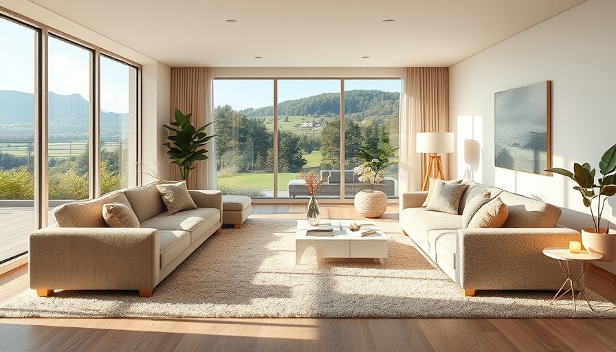 Spring living room refresh with cozy, elegant decor and scenic view.