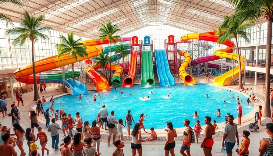 Indoor water park Georgia with vibrant slides and pool.