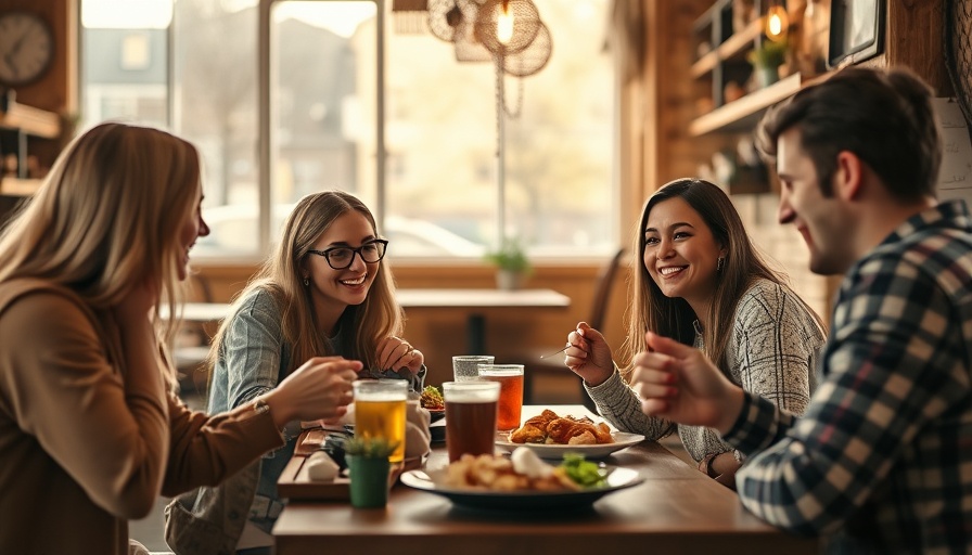 Brunch at cozy restaurant Georgia, showing friends enjoying a meal in a warmly decorated environment.
