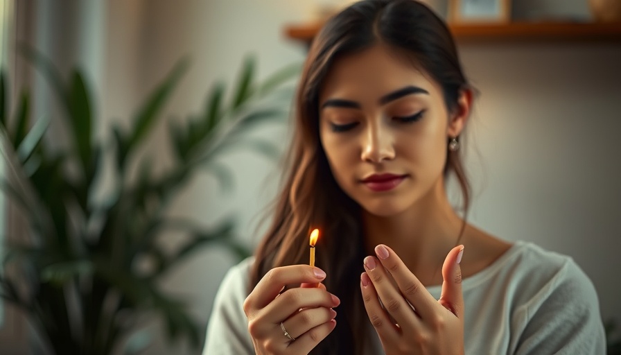 Calm young woman holding incense, exploring senses.