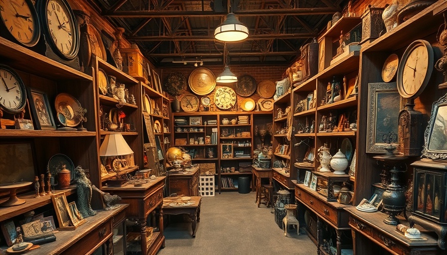 Cozy antique shop in Georgia with vintage items on display, rustic charm.