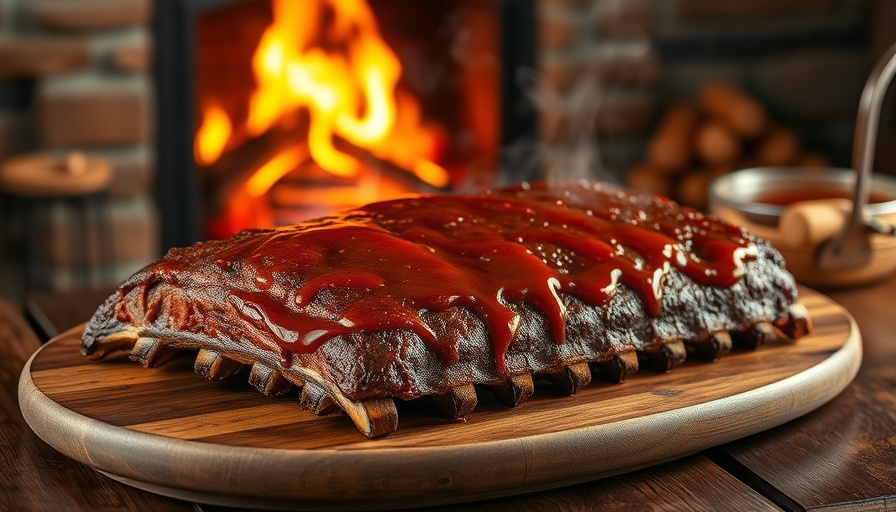 Delicious barbecue ribs plated with sauces, best barbecue in America.