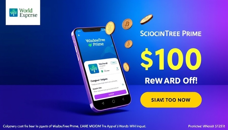 WisdomTree Prime Crypto Bonus ad with $100 reward offer.