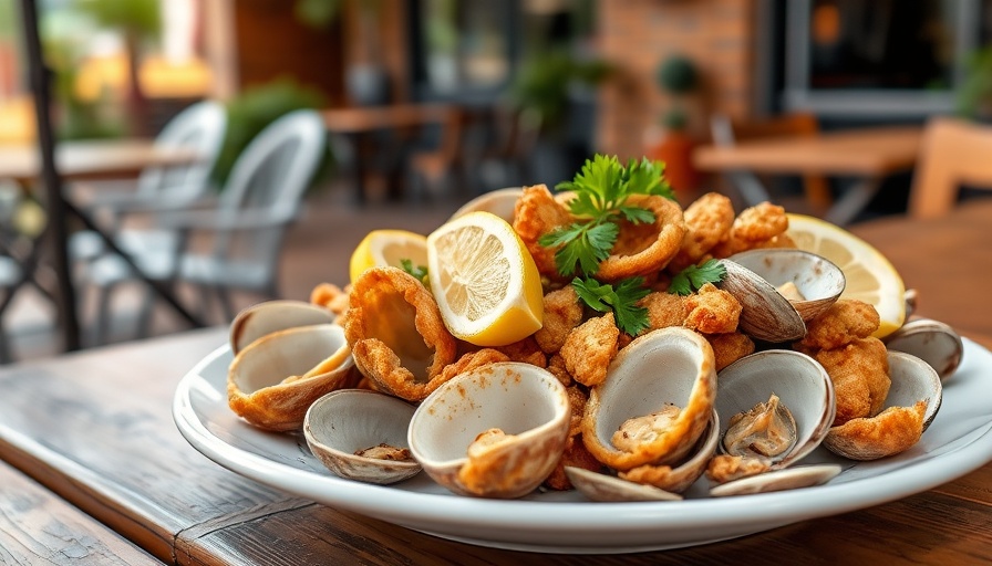 Delicious fried clams served with lemon in Georgia.