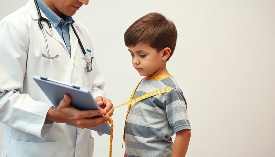 Medical assessment scene with waist-to-height ratio measurement.