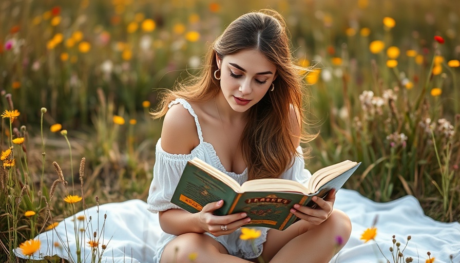 Young woman reading in a meadow for Spring Reading List 2025.