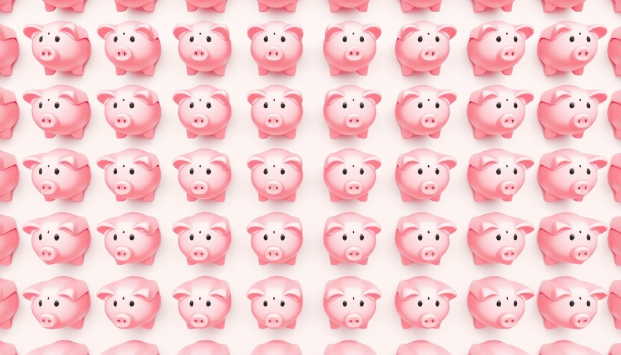 Seamless pattern of pink piggy banks for Best Interest Rates Survey May 2025.