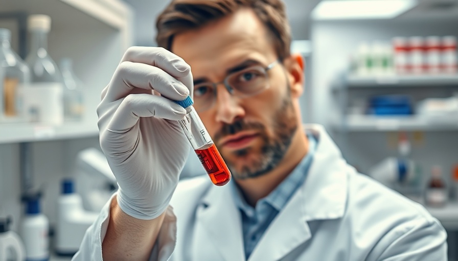 Researcher analyzing blood test for Alzheimer's disease in a lab.