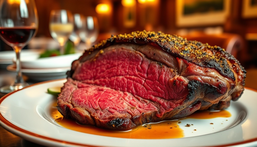 Perfectly seasoned prime rib on a plate, showcasing the best prime rib in Georgia.