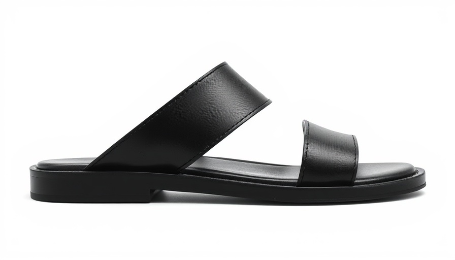 Minimalist black sandal design on white background.