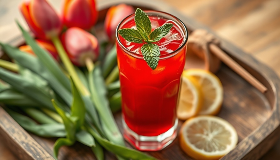 Refreshing red iced drink with mint, highlighting seasonal eating benefits.