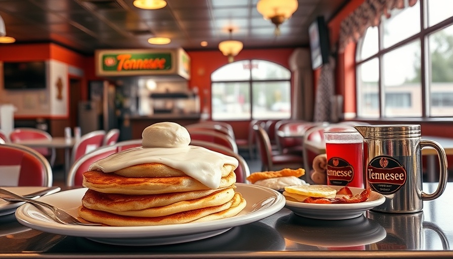 Homestyle breakfast in a Tennessee diner with retro decor.