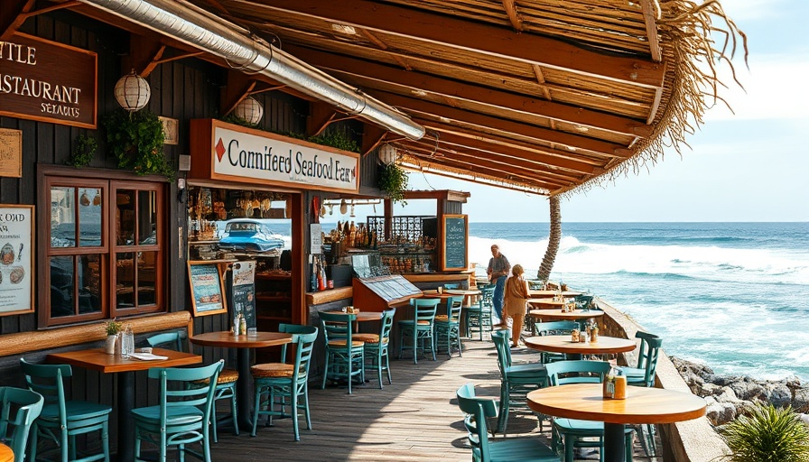 Charming coastal seafood restaurant in Georgia with ocean view.