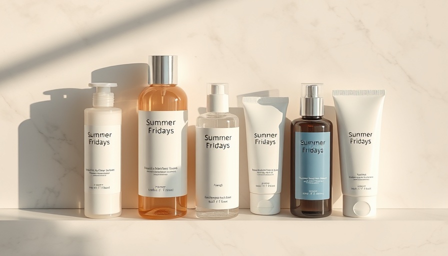 Assorted Summer Fridays skincare products on marble surface in bright setting.