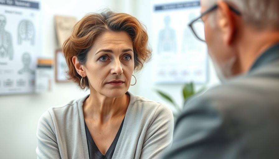 Woman discussing maternal mental health declines with a doctor.