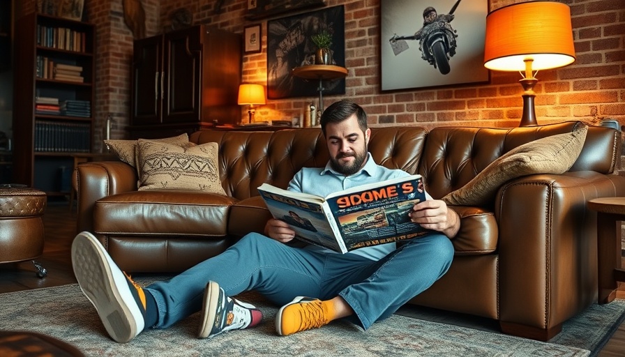 Man enjoying a relaxing day reading in vintage living room, Unique Father's Day Gifts.