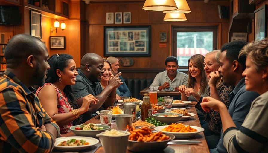Group enjoying meal in cozy Soul Food North Carolina Restaurant.