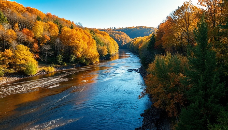 Tranquil landscape of Swatara State Park with vibrant autumn foliage.