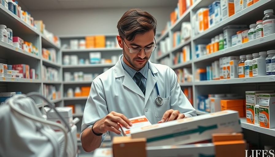 Pharmacist organizing medications amid Creon shortage UK.