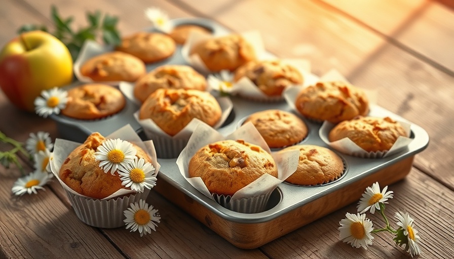 Bakery-style buffalo yogurt morning glory muffins on rustic table.