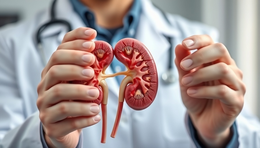Doctor holding kidney model illustrating pegcetacoplan's kidney benefits.