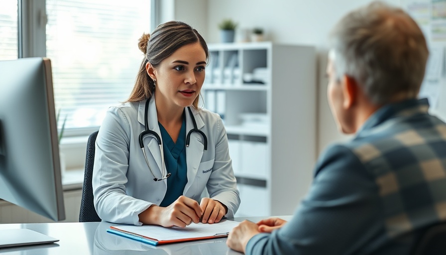Doctor in follow-up consultations after heart failure, discussing patient care.
