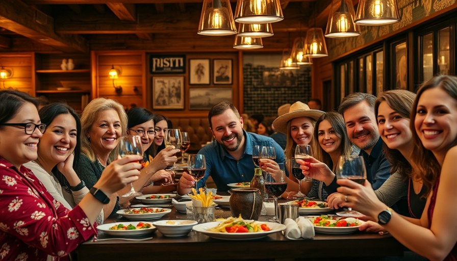 Group dining in a top Georgia restaurant, raising glasses