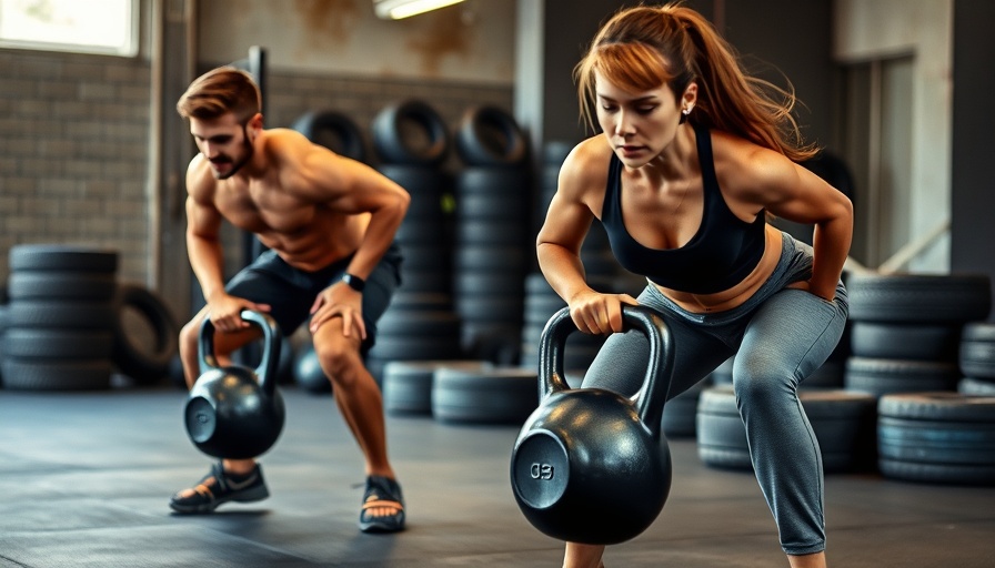 Athletes practicing fundamental strength training movement patterns with kettlebells.
