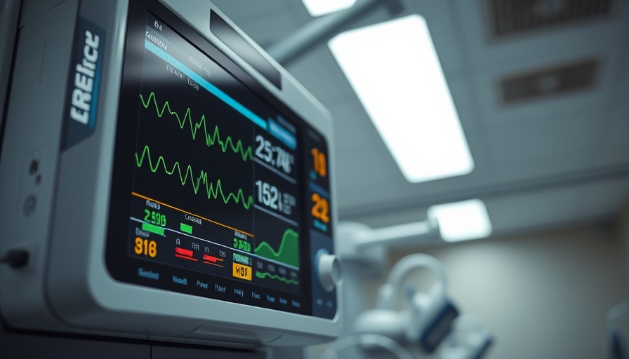 Medical monitor showing blood pressure readings, hospital setting.