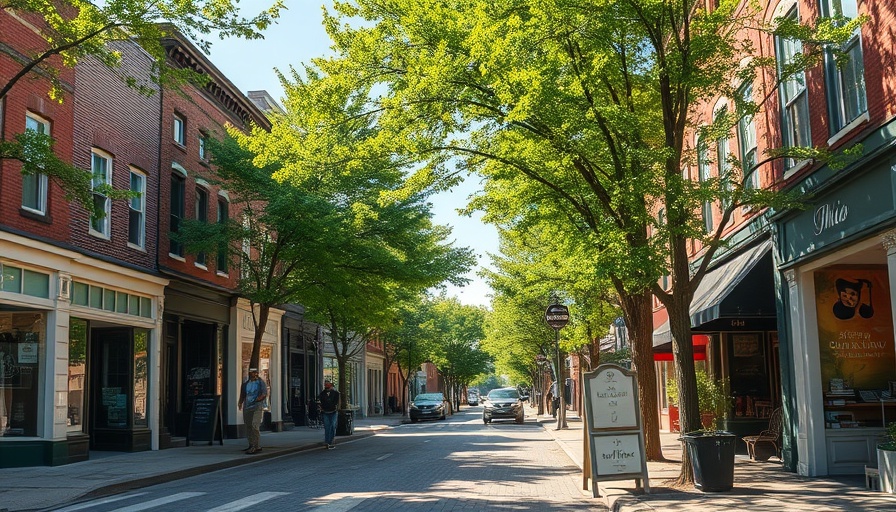 Picturesque small town street in peaceful Ohio, vintage charm.