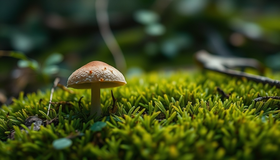 Mushroom on moss highlighting fungi's role in ecosystems.