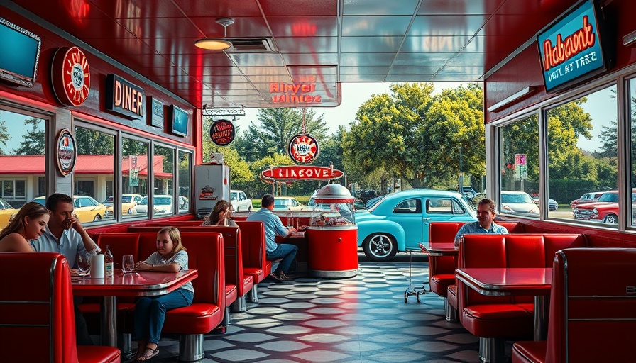 Iconic Retro Diner in Georgia with vintage decor and neon signs.